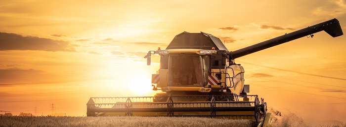 Combine at sunset